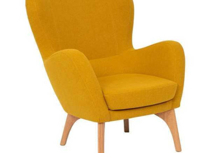 Yellow designer armchair upholstery living room lounge chair elegant single seater